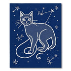 Celestial Midnight Blue Cat Constellation Rug