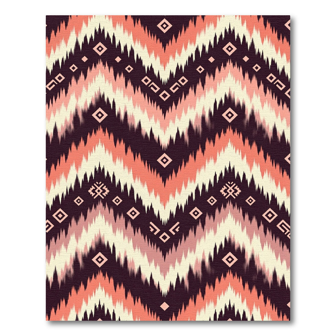 Geometric Coral and Cream Zigzag Rug
