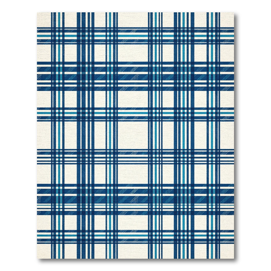 Bold Blue Tartan Plaid Check Rug