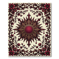 Ornate Crimson Floral Sun Medallion Rug