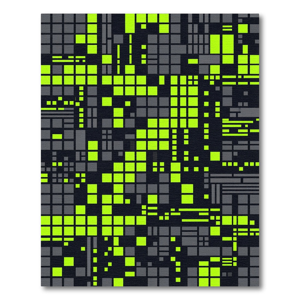 Neon Grid Data Abstract Pixel Rug