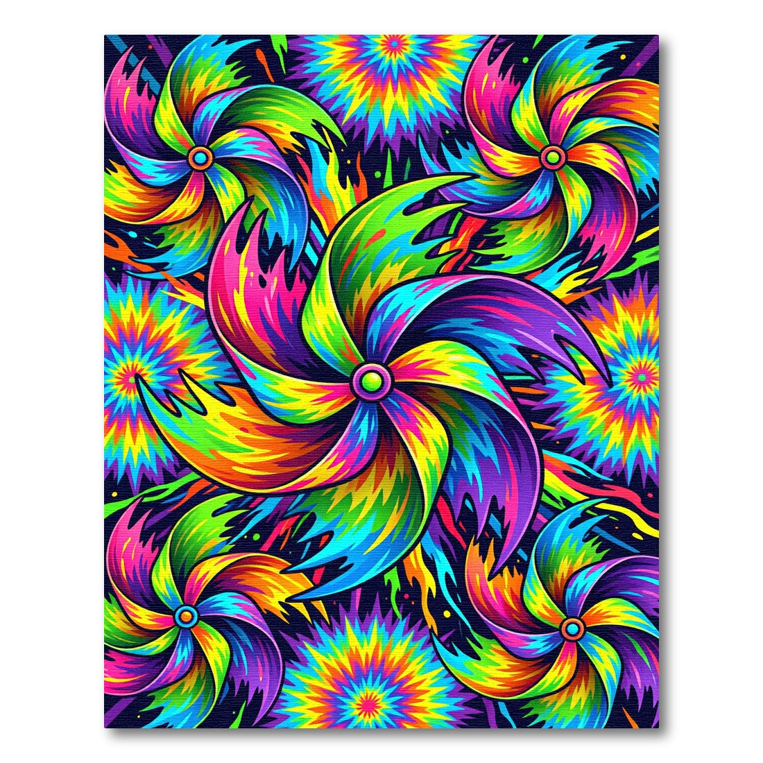 Vibrant Psychedelic Kaleidoscopic Swirl Art Rug