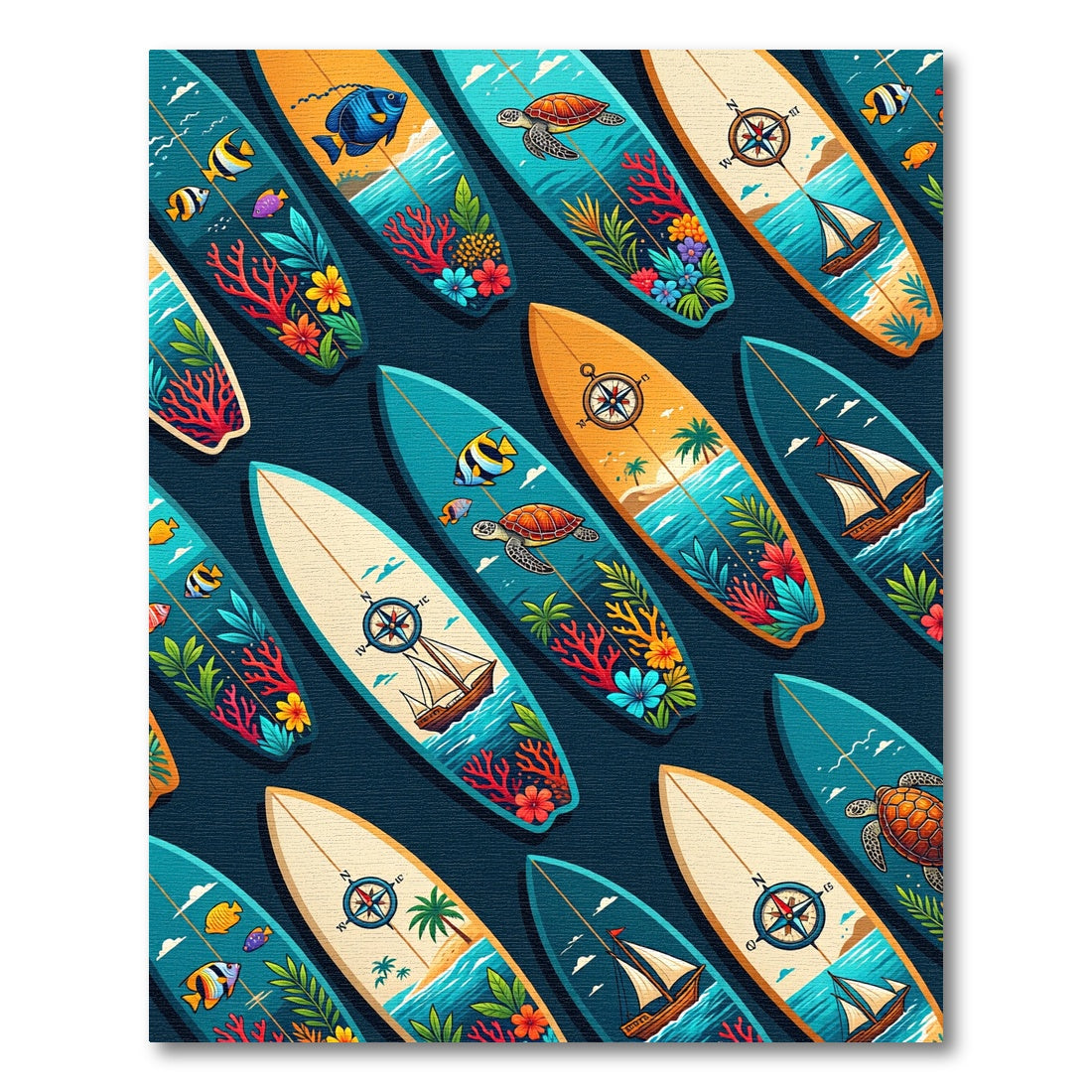 Tropical Surf Nautical Ocean Art Rug