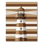 Minimalist Nautical Lighthouse Earthy Tone Rug