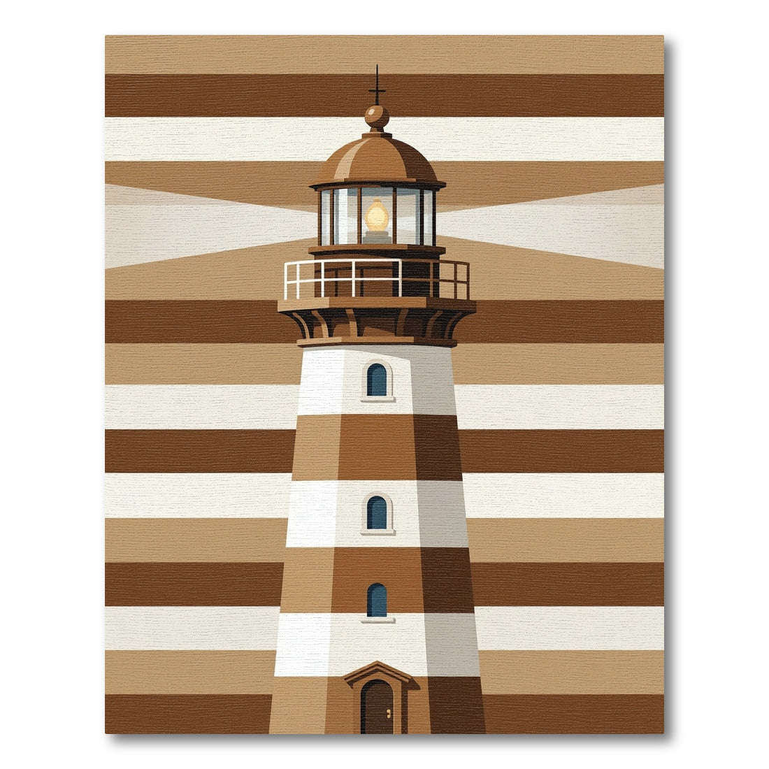 Minimalist Nautical Lighthouse Earthy Tone Rug