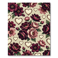Romantic Burgundy Floral Heart Collection Rug