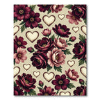 Romantic Burgundy Floral Heart Collection Rug