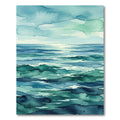 Abstract Teal Ocean Wave Landscape Rug