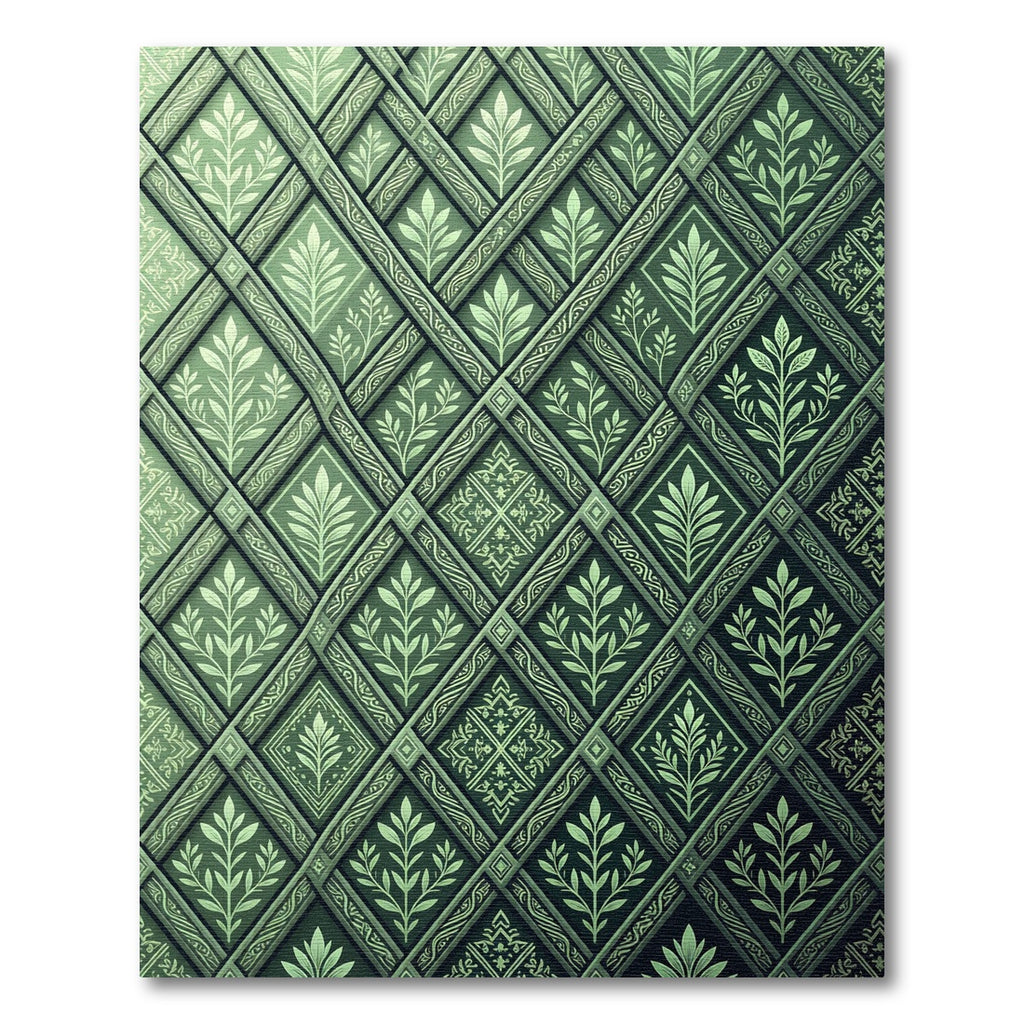 Emerald Green Feline Vine Diamond Rug