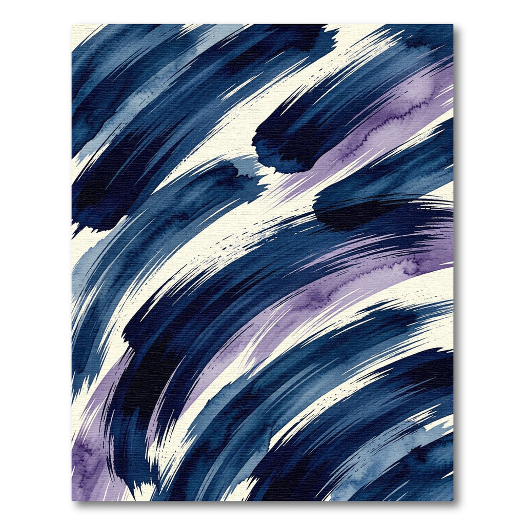 Deep Indigo Abstract Watercolor Strokes Rug