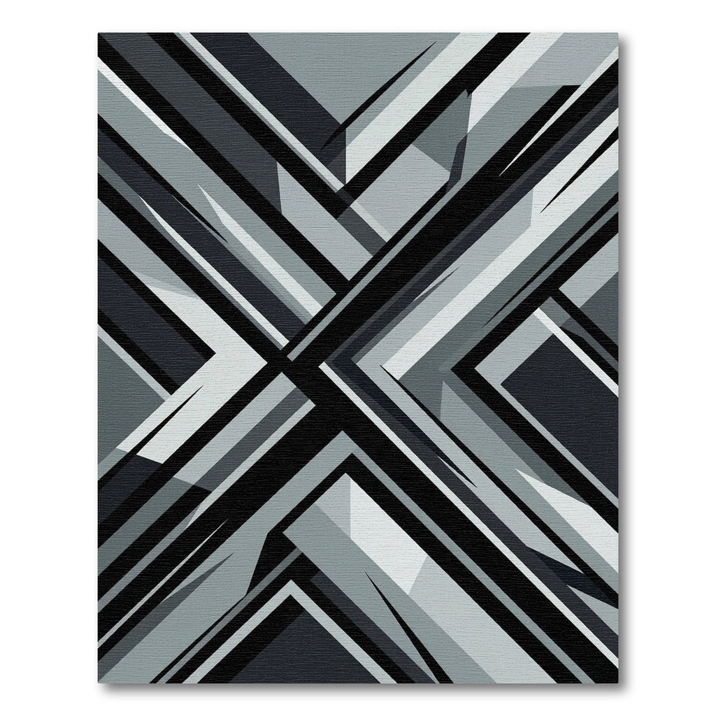 Monochrome Geometric Charcoal Abstract Angular Rug