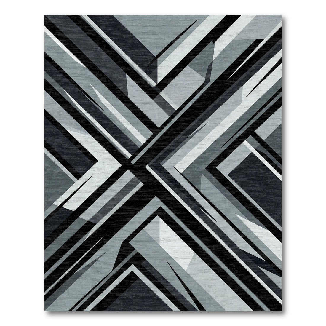 Monochrome Geometric Charcoal Abstract Angular Rug