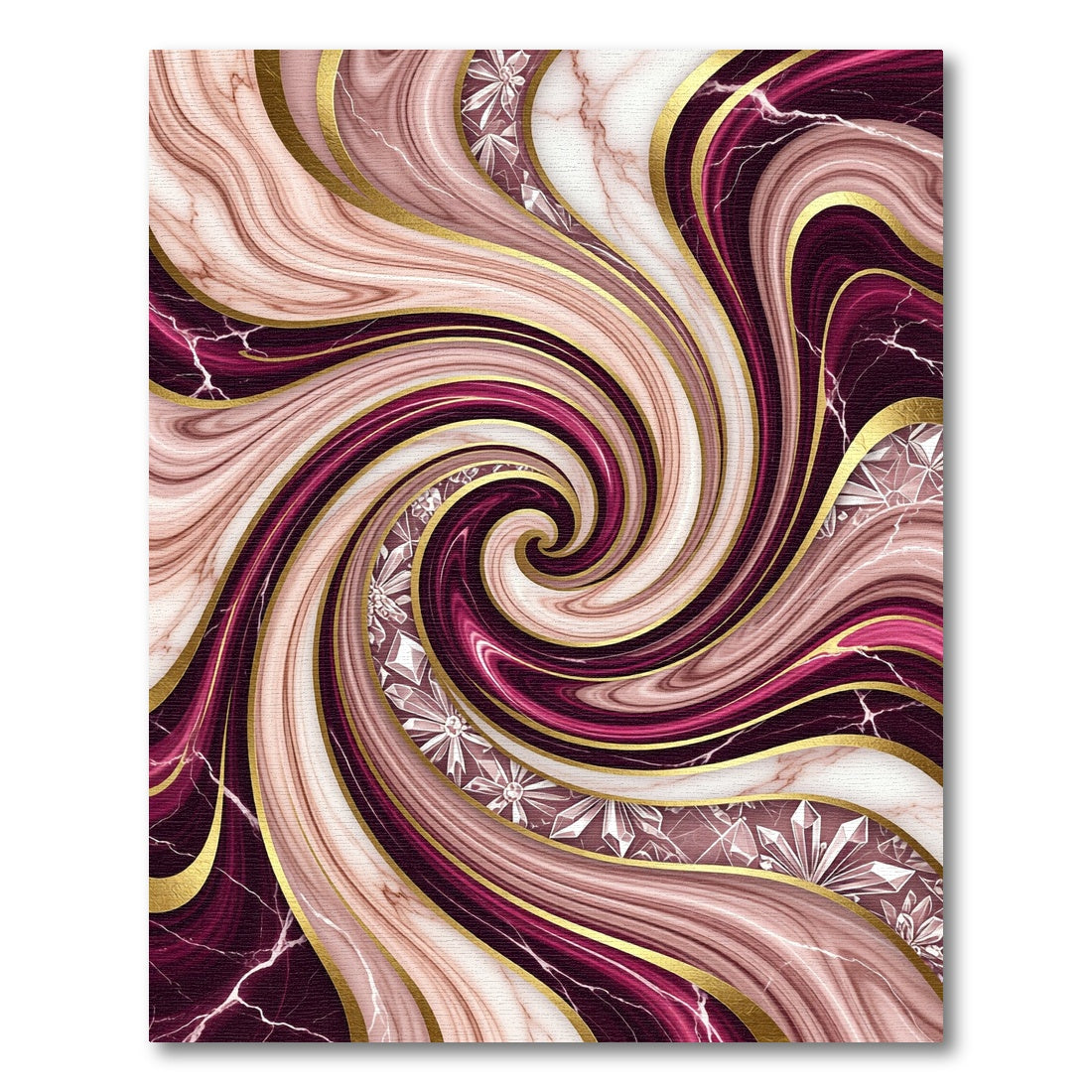 Crimson Gold Swirl Marble Accents Rug