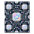 Holographic Circuit Board Geometric Tech Art Rug