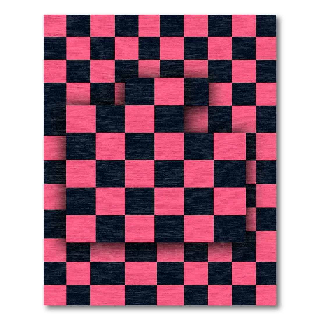 Bold Hot Pink and Black Checkerboard Rug