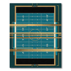 Geometric Teal and Gold Football Field Rug