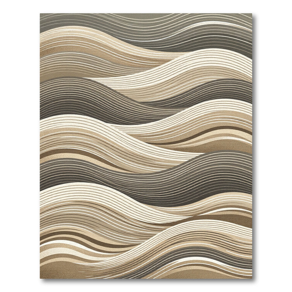 Neutral Abstract Wavy Flowing Lines Rug