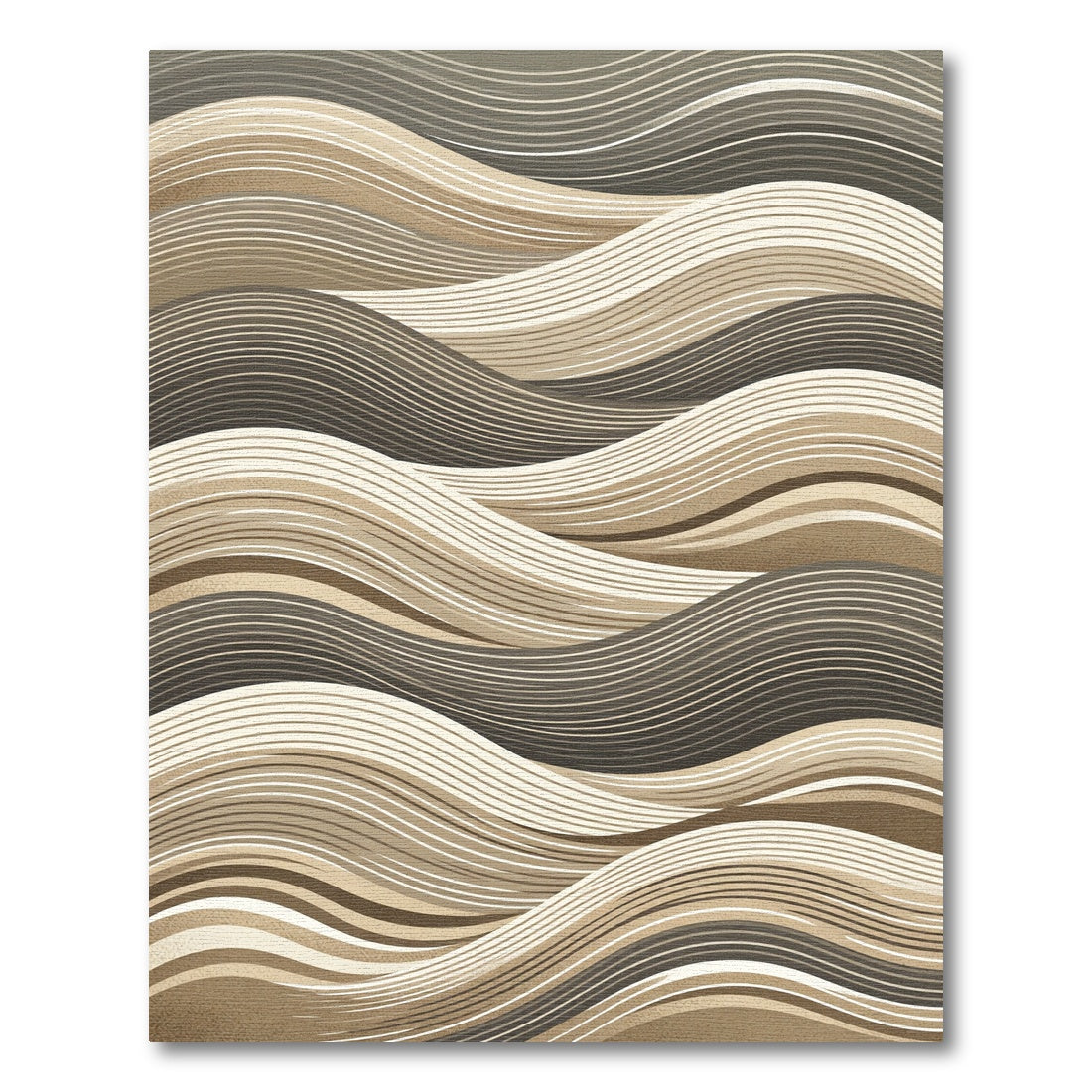 Neutral Abstract Wavy Flowing Lines Rug