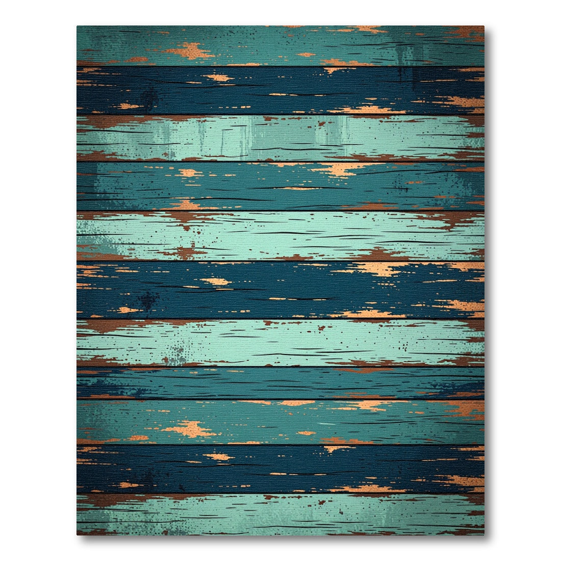 Distressed Teal Navy Plank Texture Rug