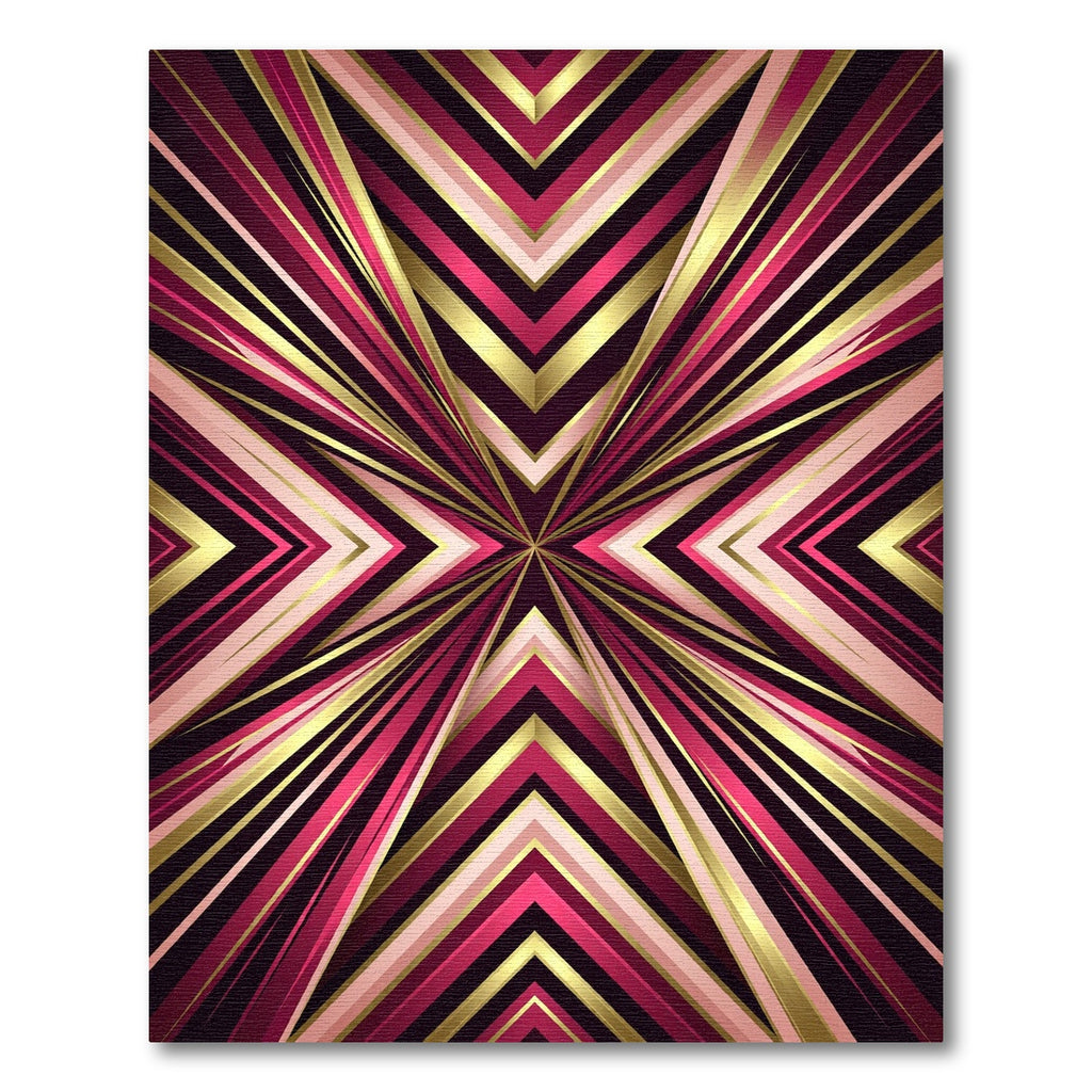 Luxurious Gold and Magenta Geometric Radiance Rug