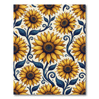 Golden Sunflower Swirls on Cream Rug
