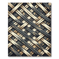 Interlocking Charcoal and Cream Geometric Weave Rug