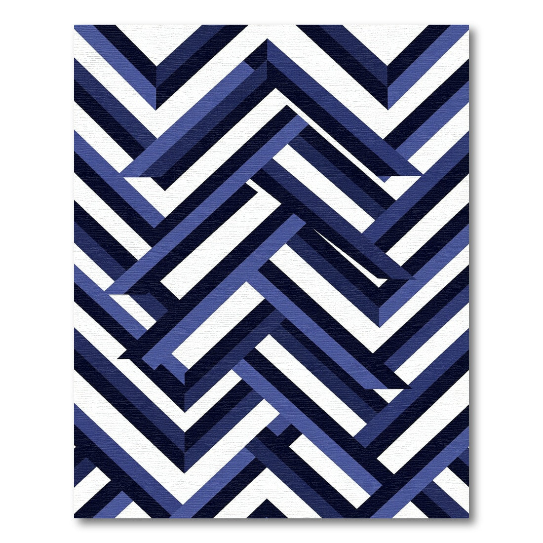 Geometric Navy Blue Herringbone Interwoven Rug