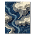 Abstract Fluid Navy and Cream Layers Rug