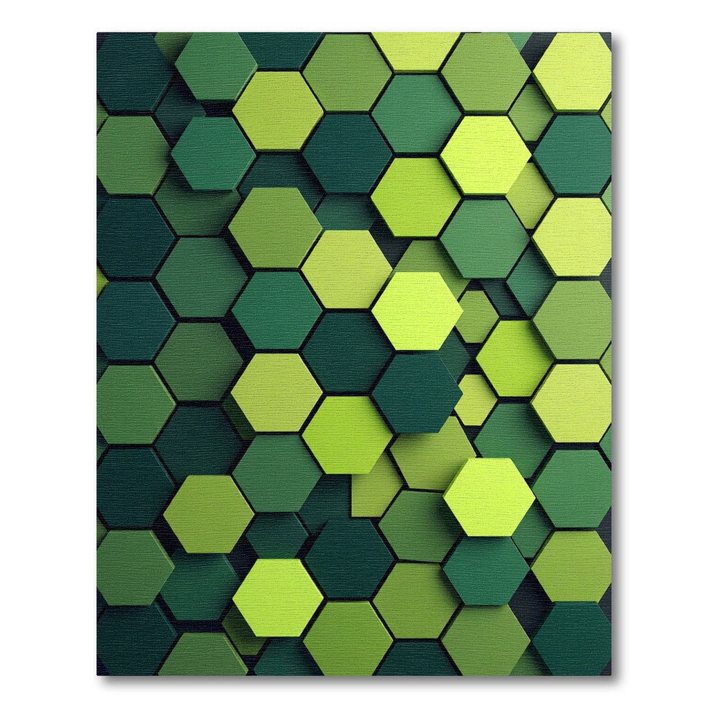 Gradient Green Hexagon Overlapping Texture Rug