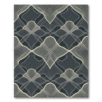 Sophisticated Charcoal Cream Geometric Lattice Rug