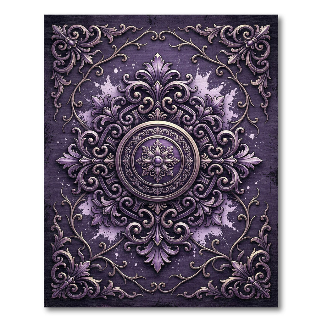 Ornate Plum Velvet Baroque Medallion Rug