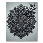 Elegant Monochrome Intricate Scroll Medallion Rug