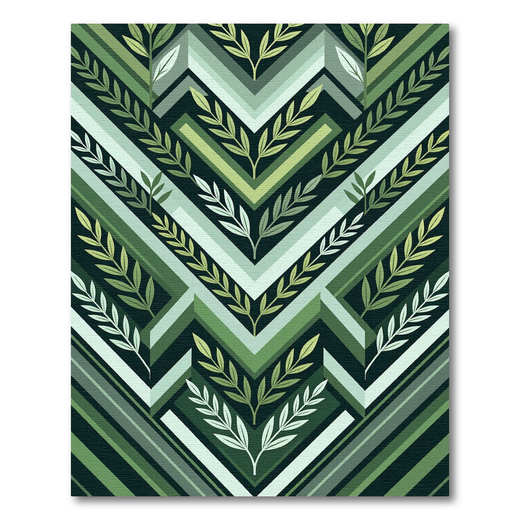 Green Laurel Wreath Geometric Accordion Rug