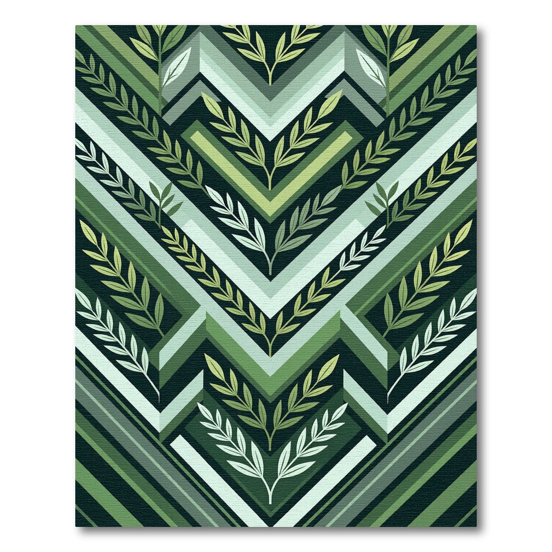 Green Laurel Wreath Geometric Accordion Rug