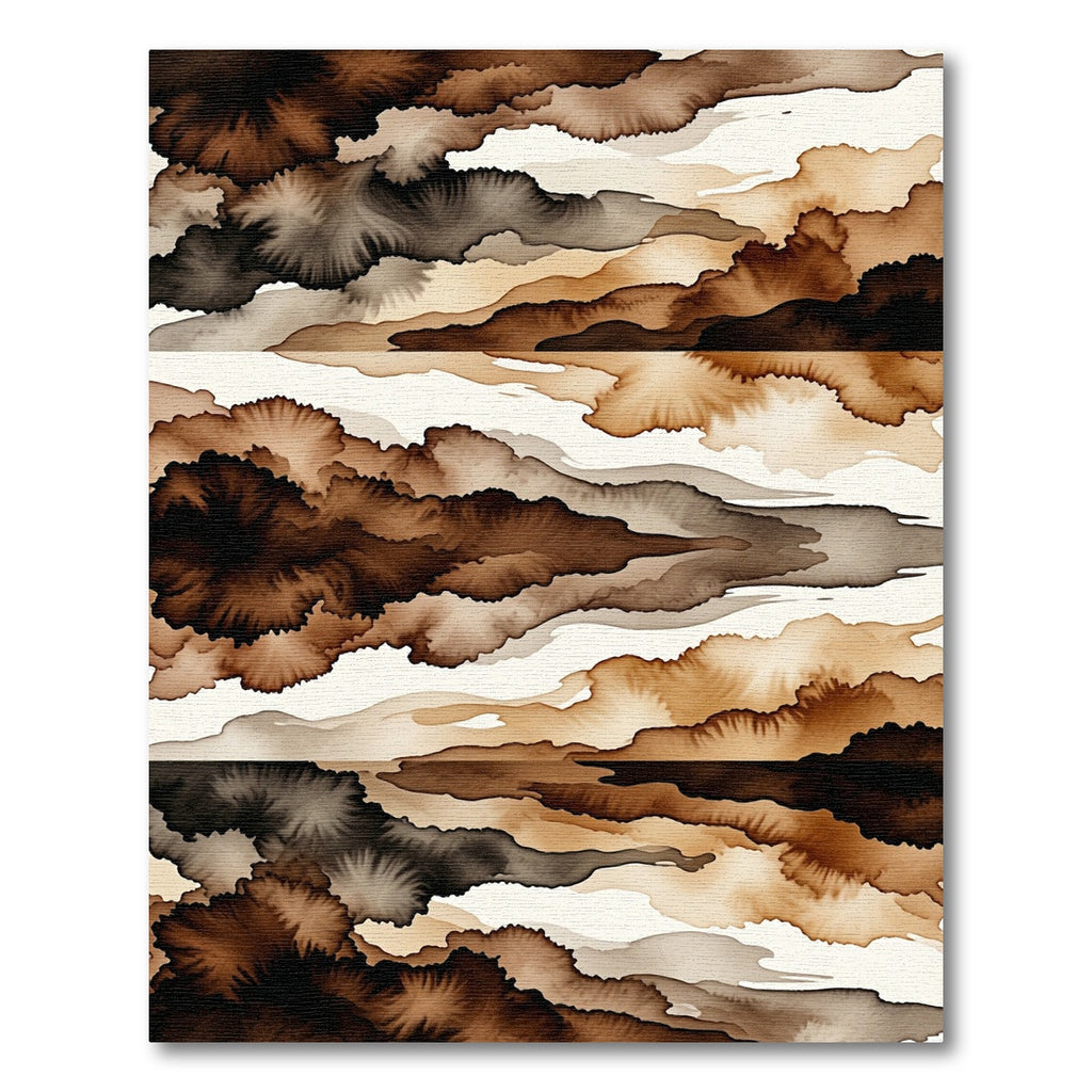 Earthy Brown Abstract Ink Wash Horizon Rug