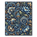 Elegant Navy and Gold Floral Swirl Rug