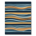 Modern Wavy Blue and Ochre Stripe Rug