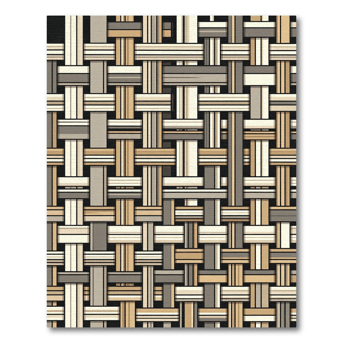 Neutral Earth Tone Woven Grid Rug