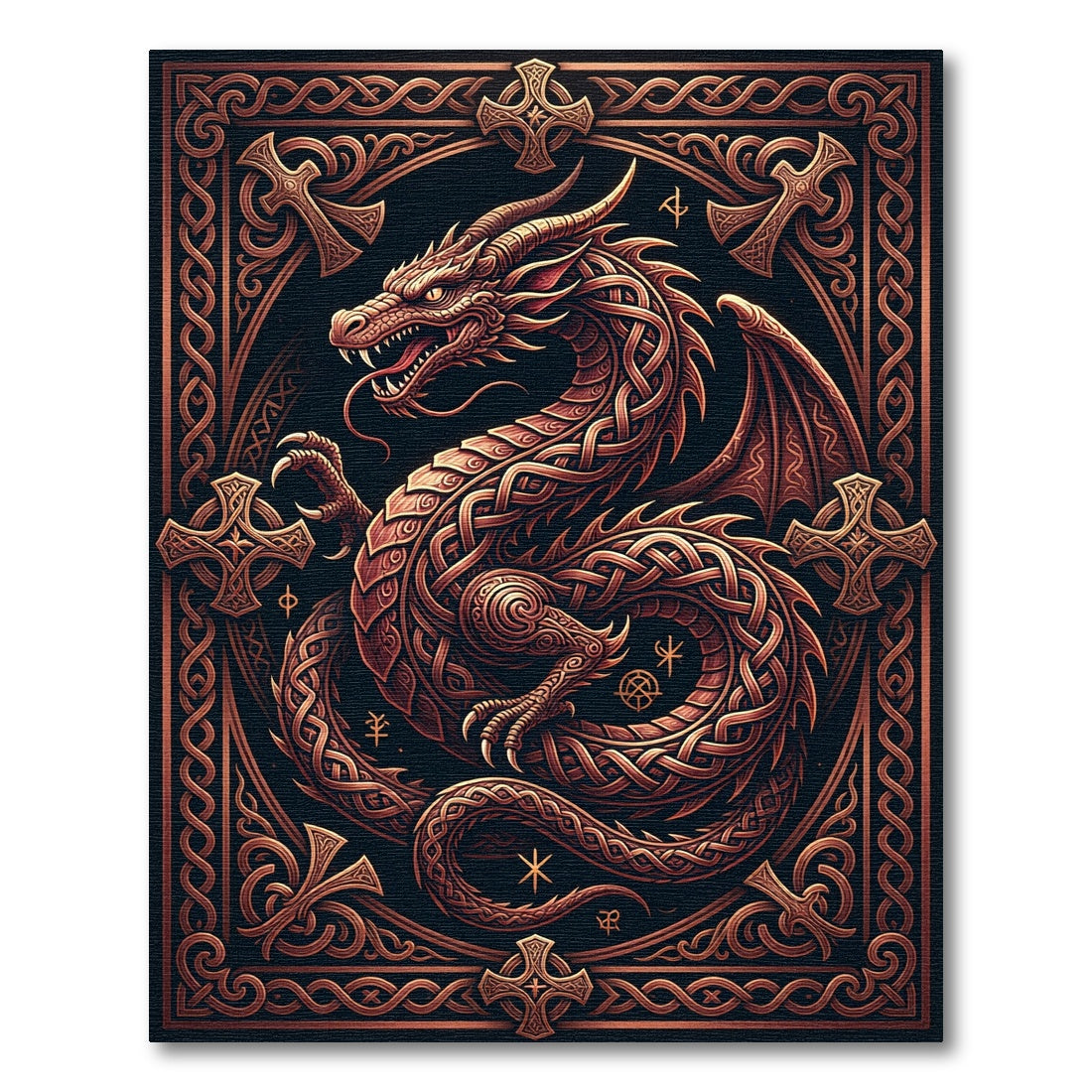 Celtic Bronze Dragon Knot Emblem Rug