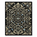 Mystical Celestial Tarot Eye Black Gold Rug