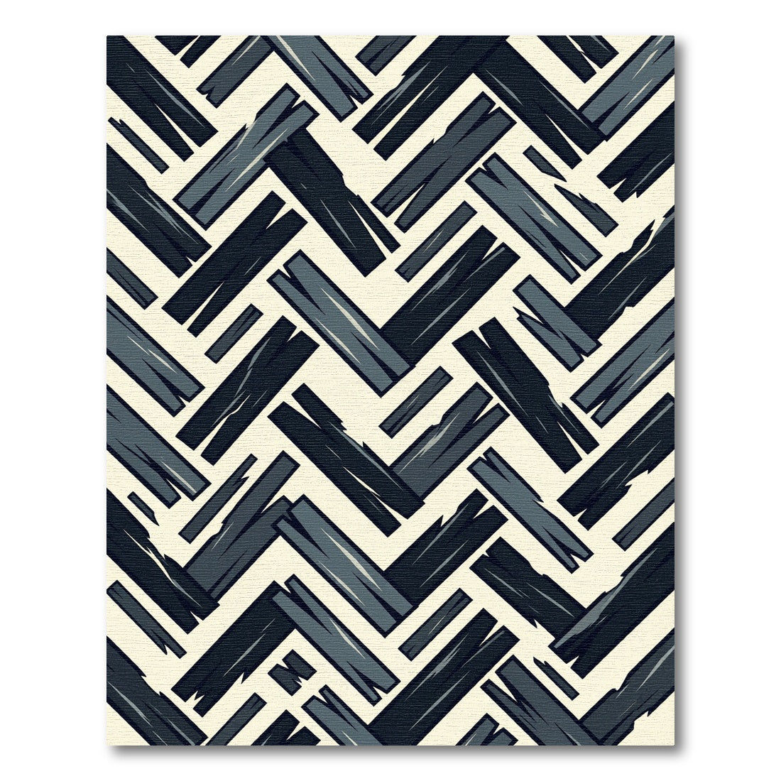 Dark Slate Gray Herringbone Wood Grain Rug