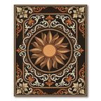 Ornate Sunburst Floral Frame Rug
