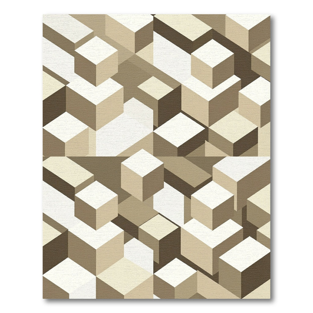 Neutral Toned Isometric Cubes Rug