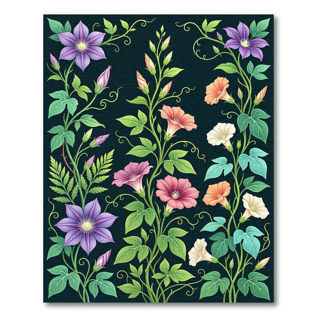 Vibrant Floral Vine Garden Arrangement Rug