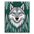 Gray Wolf Forest Scene Rug