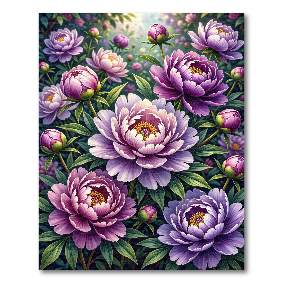 Vibrant Purple Peony Botanical Floral Rug