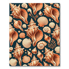 Seashell Shoreline Deep Navy Beach Artwork Rug