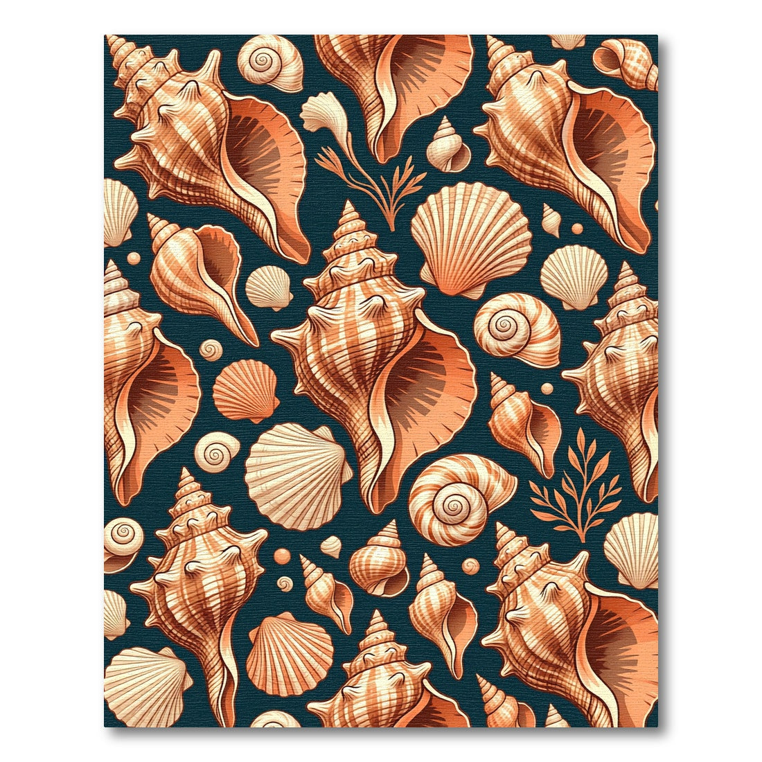 Seashell Shoreline Deep Navy Beach Artwork Rug