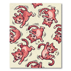 Playful Peach Tabby Cat Scatter Rug
