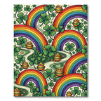 Vibrant Rainbow Clover Shamrock Gold Pot Rug